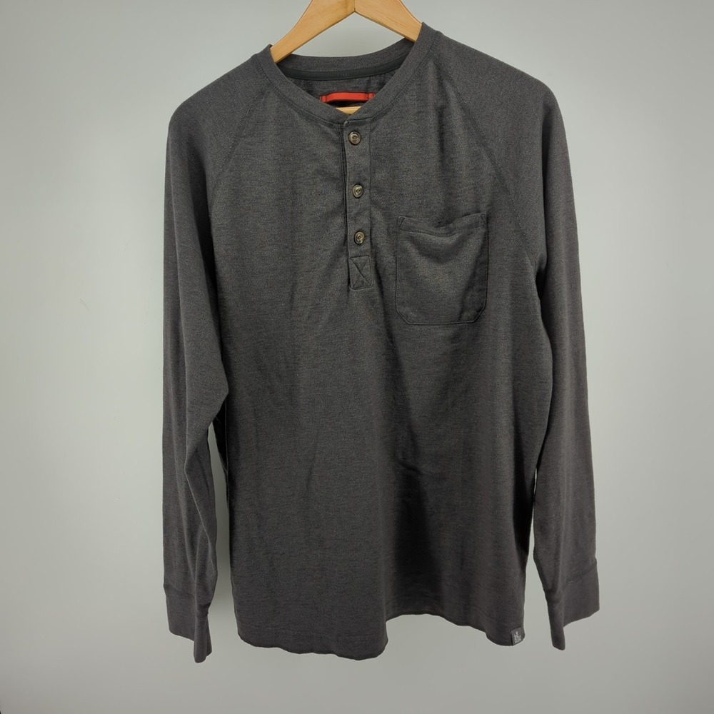North Face‎ Shirt Mens XL Gray Long Sleeve Henley Outdoor Camping Hiking READ